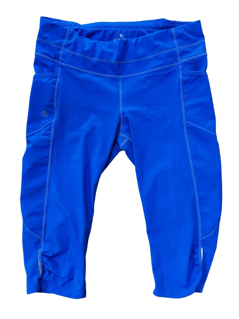 Athleta Blue Cropped Capri Leggings Size Medium Workout Yoga Running Comfy